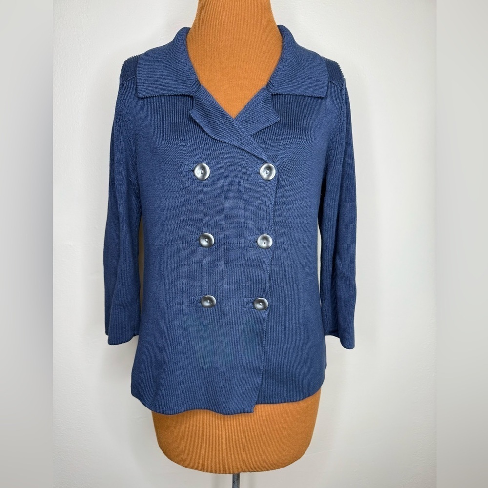 Natural Reflections Blue Double-Breasted Cardigan Size Medium